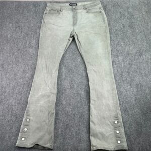 Serenede Jeans Mens 38 (Fits 36x34.5) Grey Wash Stacked Snap Hem Stretch Denim